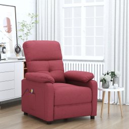 Fotoliu de masaj, rosu vin, material textil GartenMobel Dekor
