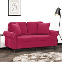 Perne decorative, 2 buc., rosu vin, 40x40 cm, catifea GartenMobel Dekor