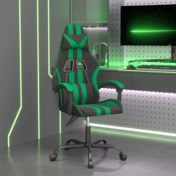 Scaun de gaming pivotant, negru si verde, piele ecologica GartenMobel Dekor