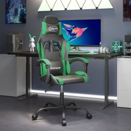 Scaun de gaming pivotant, negru si verde, piele ecologica GartenMobel Dekor