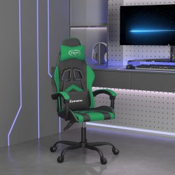 Scaun de gaming pivotant, negru si verde, piele ecologica GartenMobel Dekor