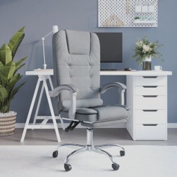 Fotoliu de birou rabatabil cu masaj, gri deschis, textil GartenMobel Dekor