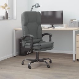 Fotoliu de birou rabatabil cu masaj, gri închis, textil GartenMobel Dekor