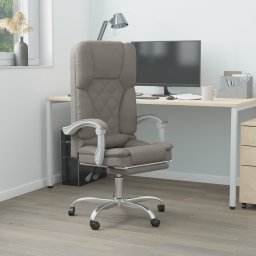 Fotoliu de birou rabatabil cu masaj, gri taupe, textil GartenMobel Dekor