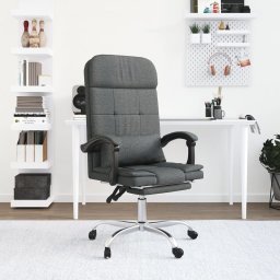 Fotoliu de birou rabatabil cu masaj, gri închis, textil GartenMobel Dekor