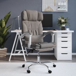Fotoliu de birou rabatabil cu masaj, gri taupe, textil GartenMobel Dekor