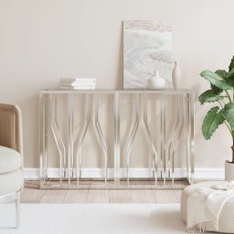 Masa consola, 110x30x70 cm, otel inoxidabil si sticla GartenMobel Dekor