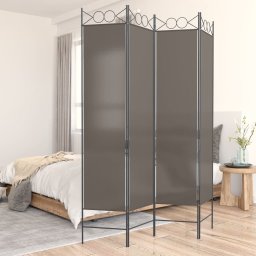 Paravan de camera cu 4 panouri, antracit, 160x200 cm, textil GartenMobel Dekor