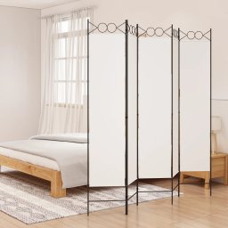 Paravan de camera cu 5 panouri, alb, 200x200 cm, textil GartenMobel Dekor