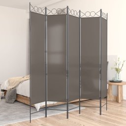 Paravan de camera cu 5 panouri, antracit, 200x200 cm, textil GartenMobel Dekor