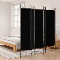 Paravan de camera cu 6 panouri, negru, 240x200 cm, textil GartenMobel Dekor