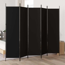 Paravan de camera cu 5 panouri, negru, 250x200 cm, textil GartenMobel Dekor
