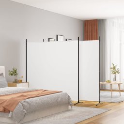 Paravan de camera cu 3 panouri, alb, 525x180 cm, textil GartenMobel Dekor
