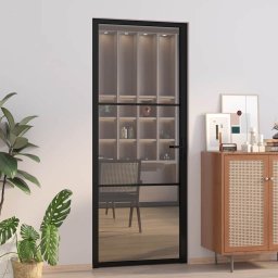 Usa de interior, 83x201,5 cm, negru, sticla ESG si aluminiu GartenMobel Dekor