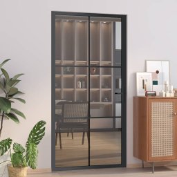 Usa de interior, 102,5x201,5 cm, Negru, sticla ESG si aluminiu GartenMobel Dekor
