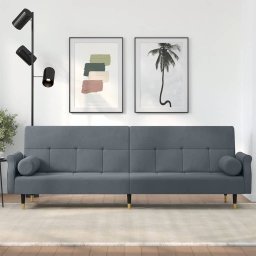 Canapea extensibila cu perne, gri închis, catifea GartenMobel Dekor