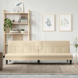 Canapea extensibila cu suporturi de pahare, crem, textil GartenMobel Dekor