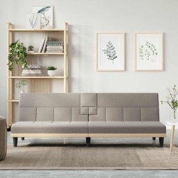 Canapea extensibila cu suporturi de pahare, gri taupe, textil GartenMobel Dekor