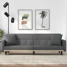 Canapea extensibila cu perne, gri închis, textil GartenMobel Dekor