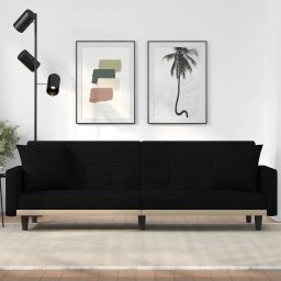 Canapea extensibila cu perne, negru, material textil GartenMobel Dekor