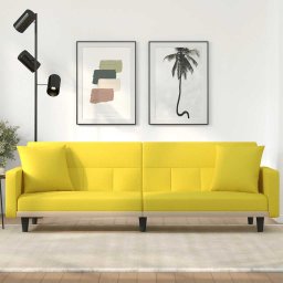 Canapea extensibila, cu perne, galben deschis, textil GartenMobel Dekor