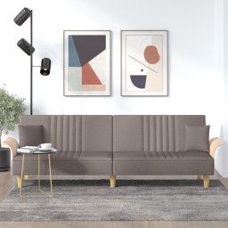 Canapea extensibila cu cotiere, gri taupe, textil GartenMobel Dekor