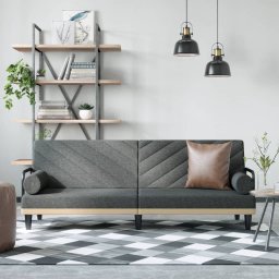 Canapea extensibila cu cotiere, gri închis, textil GartenMobel Dekor