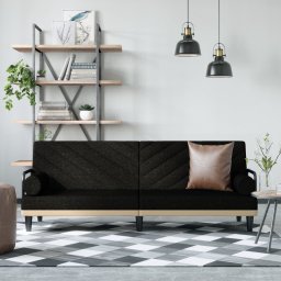 Canapea extensibila cu cotiere, negru, textil GartenMobel Dekor