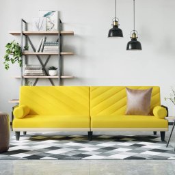 Canapea extensibila cu cotiere, galben deschis, textil GartenMobel Dekor