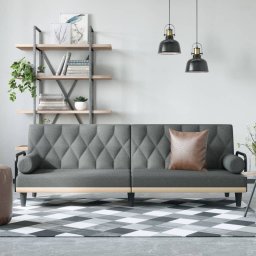 Canapea extensibila cu cotiere, gri închis, textil GartenMobel Dekor