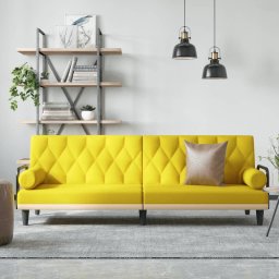 Canapea extensibila cu cotiere, galben deschis, textil GartenMobel Dekor