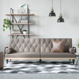 Canapea extensibila cu cotiere, gri taupe, textil GartenMobel Dekor