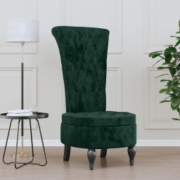Fotoliu cu spatar înalt verde închis catifea design cu nasturi GartenMobel Dekor