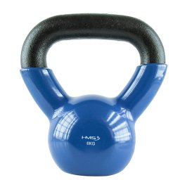Gantera kettlebell HMS 6 kg albastra din fonta, acoperita cu vinil