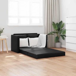 Canapea extensibila 2 în 1, negru, 112x174x55cm piele ecologica GartenMobel Dekor