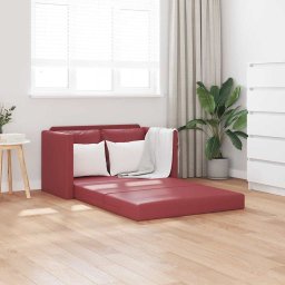 Canapea extensibila 2 în 1, rosu vin, 112x174x55 cm piele eco GartenMobel Dekor
