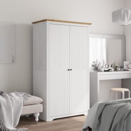 Sifonier "BODO", alb & maro, 99x53,5x173 cm, lemn masiv de pin GartenMobel Dekor