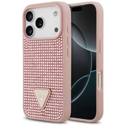 Husa Husa pentru iPhone 17 Pro - Guess Rhinestone Triangle Logo (GUHCP17LHDGTPP) - Pink