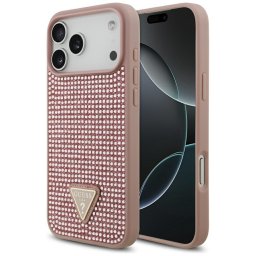 Husa Husa pentru iPhone 17 Pro Max - Guess Rhinestone Triangle Logo (GUHCP17XHDGTPP) - Pink
