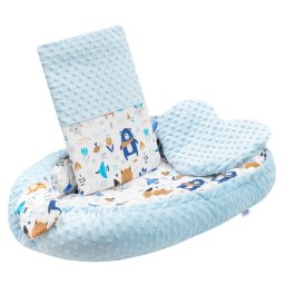 Luxury nest with pillow and blanket New Baby from Minky blue