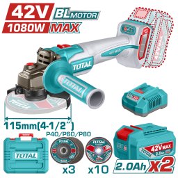 TOTAL - POLIZOR UNGHIULAR -115MM - 42V - 1080W (INCLUDE 2 ACUMULATORI, 1 INCARCATOR)