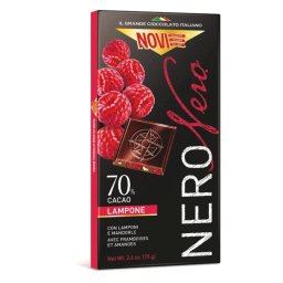 Ciocolată NOVI Nero Zmeură și Migdale 75g (20 buc/cutie)
