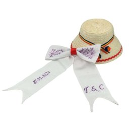 Set dezgatit mireasa cu fundita personalizata prin broderie si clop - ILIF402005