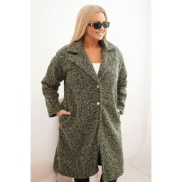 Kesi Włoski Plus Size women's coat with wool and a large collar khaki