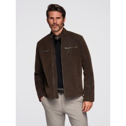Ombre Men's stylish eco leather biker jacket with collar