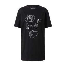 Merchcode Tricou 'One Line Rose' negru / alb