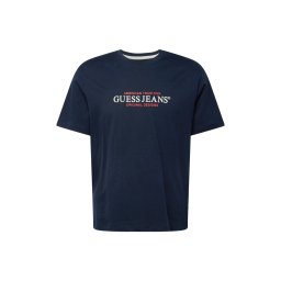 GUESS JEANS Tricou albastru închis / roșu / alb