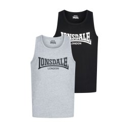 LONSDALE Tricou 'Averham' gri amestecat / negru / alb