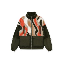 Johnny Urban Jachetă fleece 'Carson' alb kitt / verde / portocaliu / alb