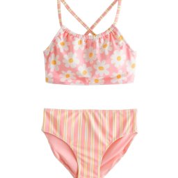 Next Costum de baie două piese galben / roz / alb